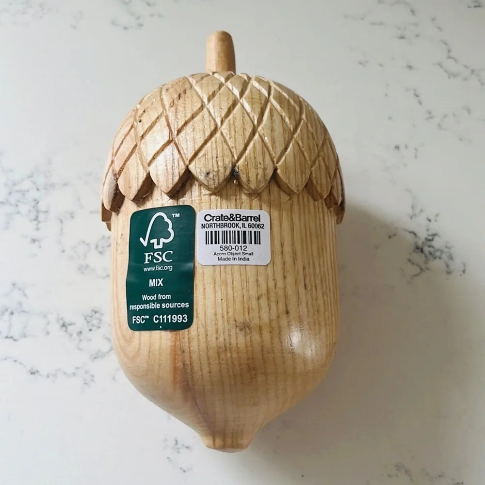 Crate&barrel Small Wood Acorn Sculpture - Picture 10 of 16